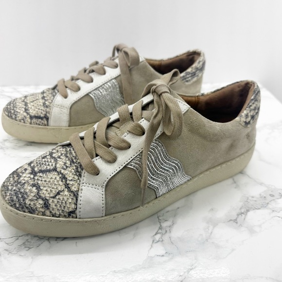 Frye Shoes - Frye Webster Womens 10 Suede Snakeskin Metallic Low Top Sneaker